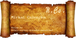 Mirkai Csinszka névjegykártya